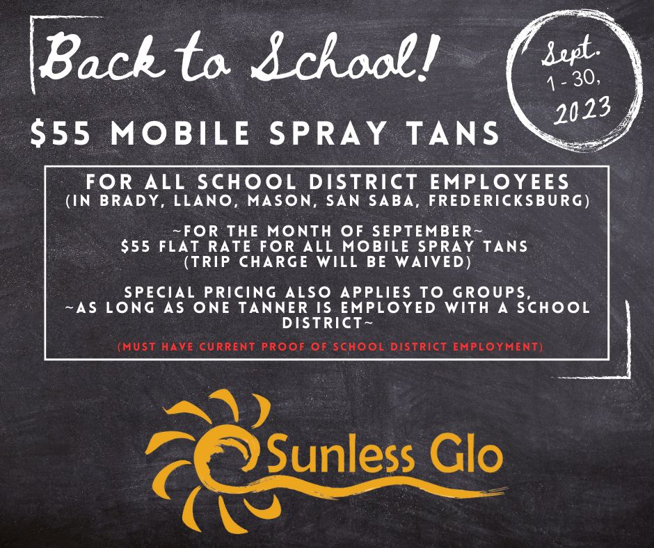 Sunless Glo Back to school promo